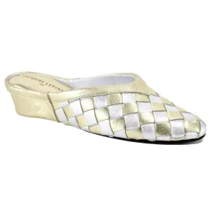 Jacques Levine Slippers 4640 Woven Gold/Silver