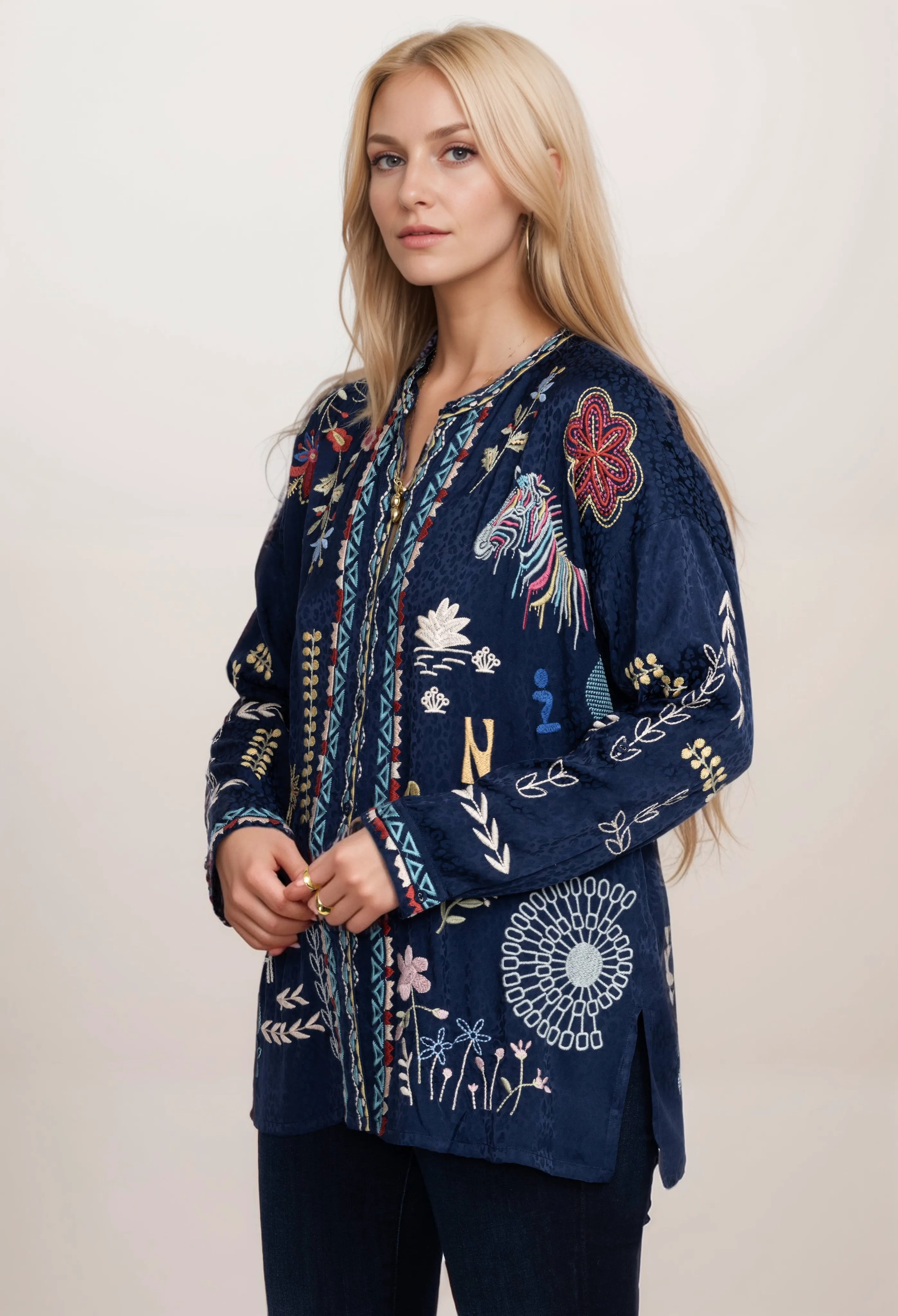 Johnny Was Oanna Blouse B13024B Boho Chic Plus Size