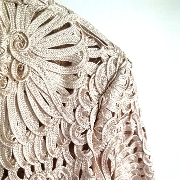 Joseph Ribkoff beige woven jacket coat gold highlights NWT