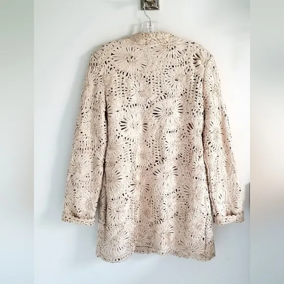 Joseph Ribkoff beige woven jacket coat gold highlights NWT