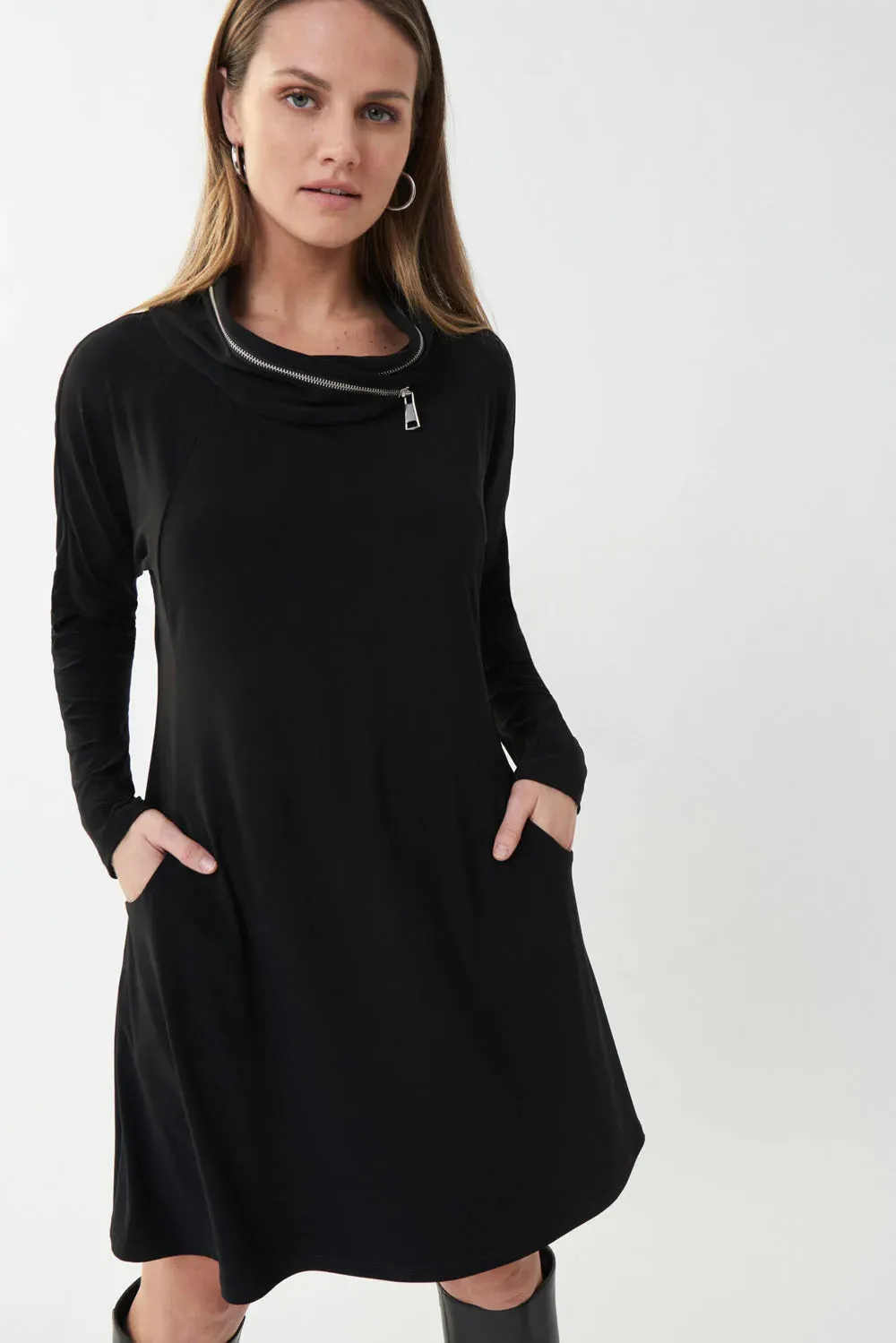 Joseph Ribkoff Black Zip Accent Dress