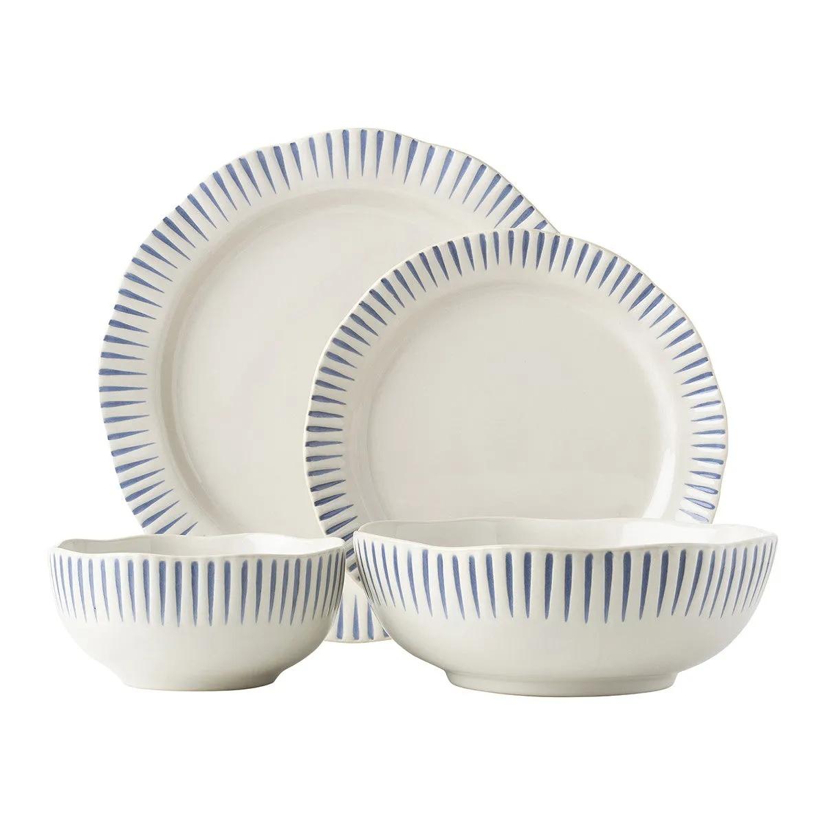 Juliska Sitio Stripe Indigo 4pc Setting