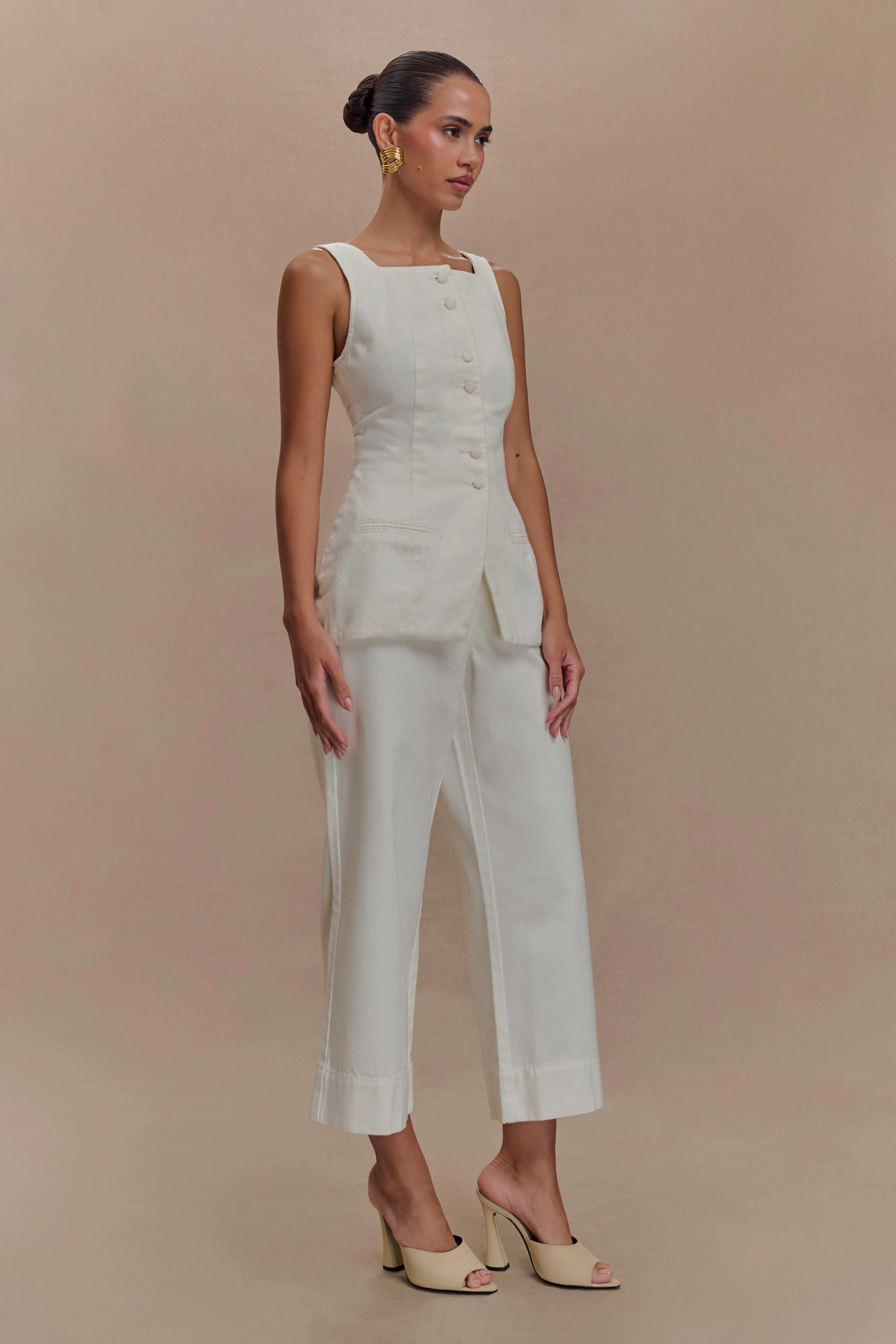Kaitlyn Square Neck Long Line Top - White