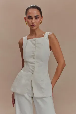 Kaitlyn Square Neck Long Line Top - White