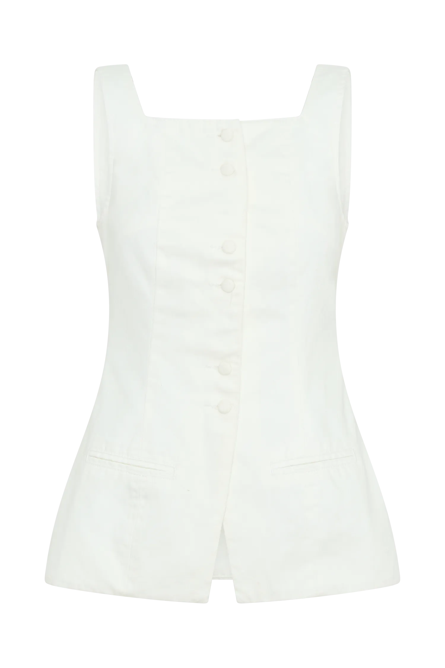 Kaitlyn Square Neck Long Line Top - White