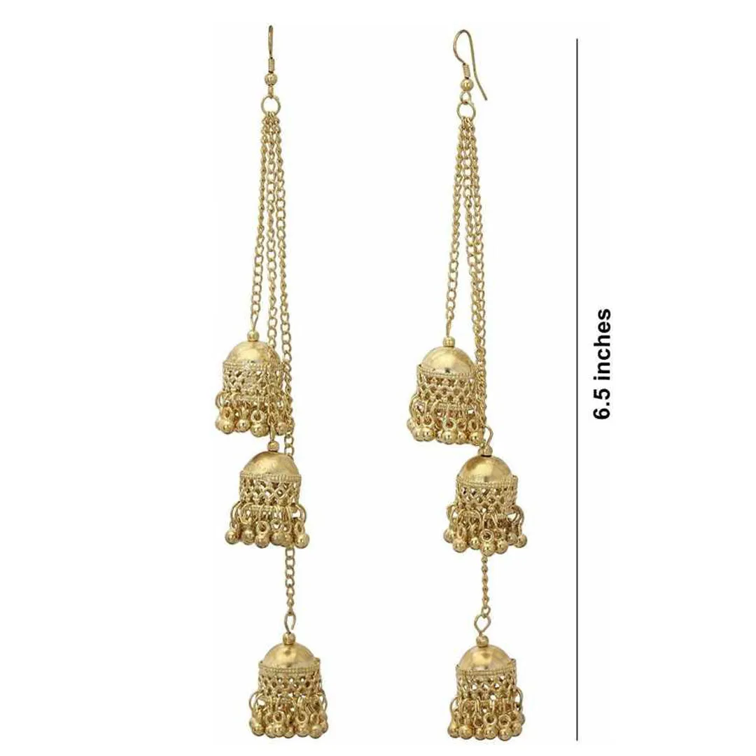 Kashmiri Golden Ghungroo Layered Jhumki