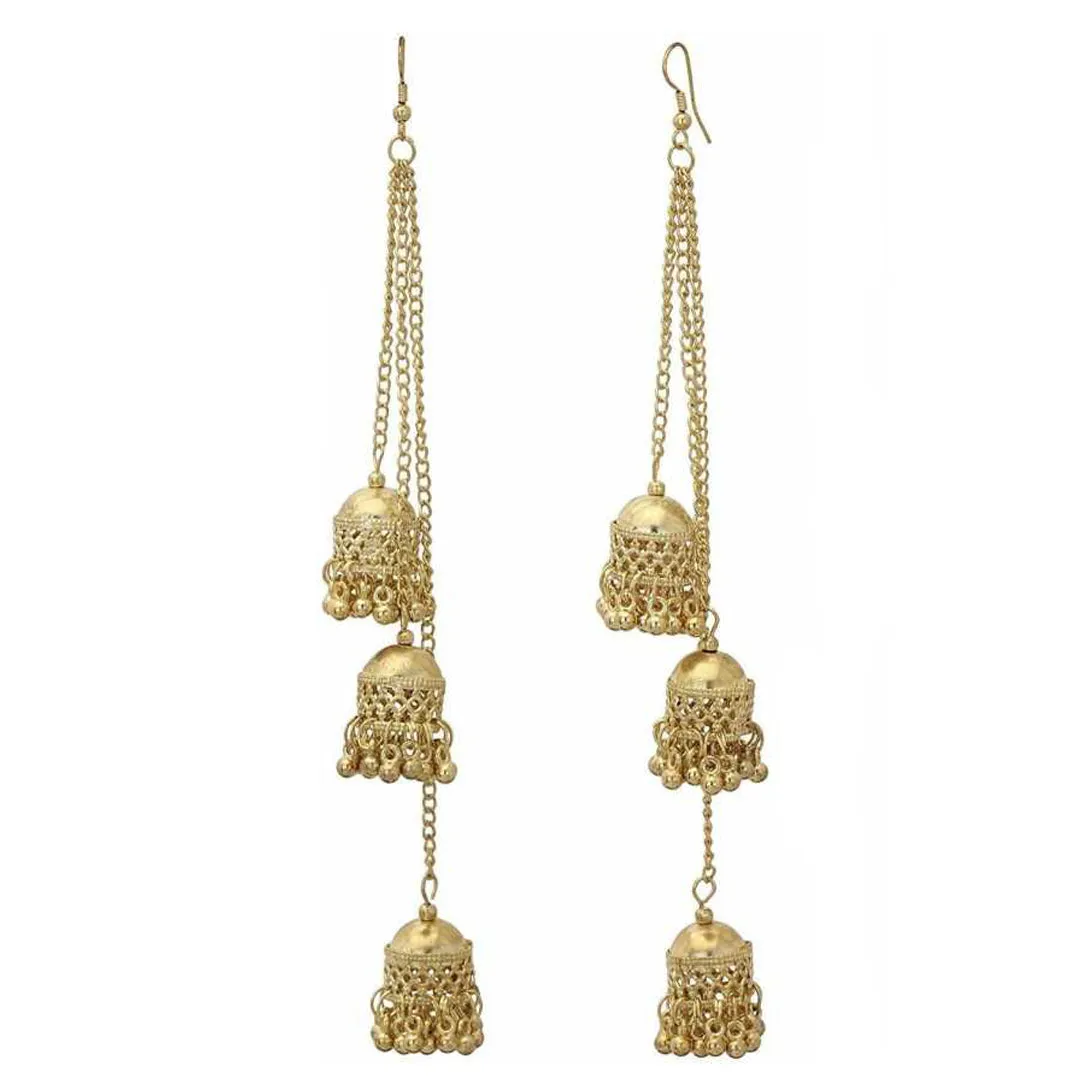 Kashmiri Golden Ghungroo Layered Jhumki