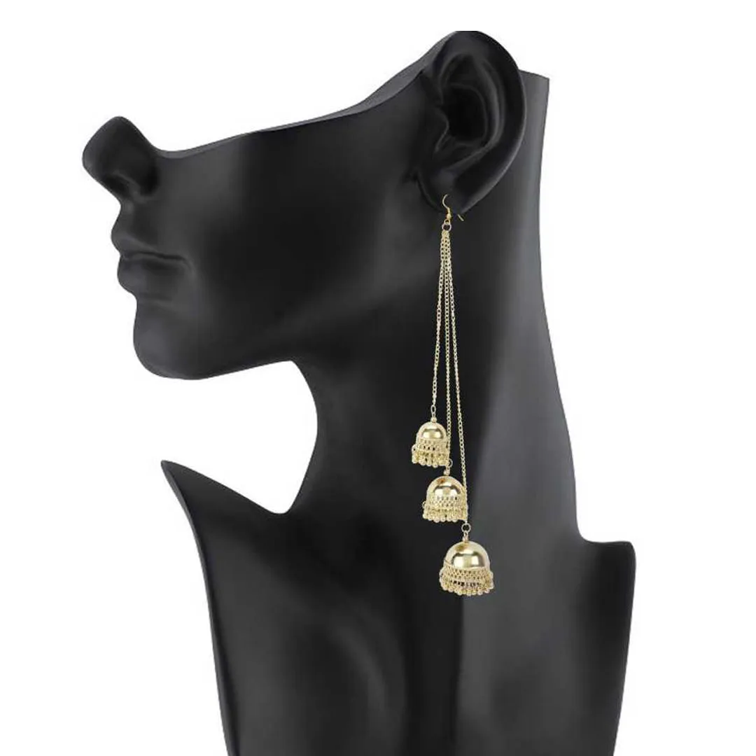 Kashmiri Golden Ghungroo Layered Jhumki