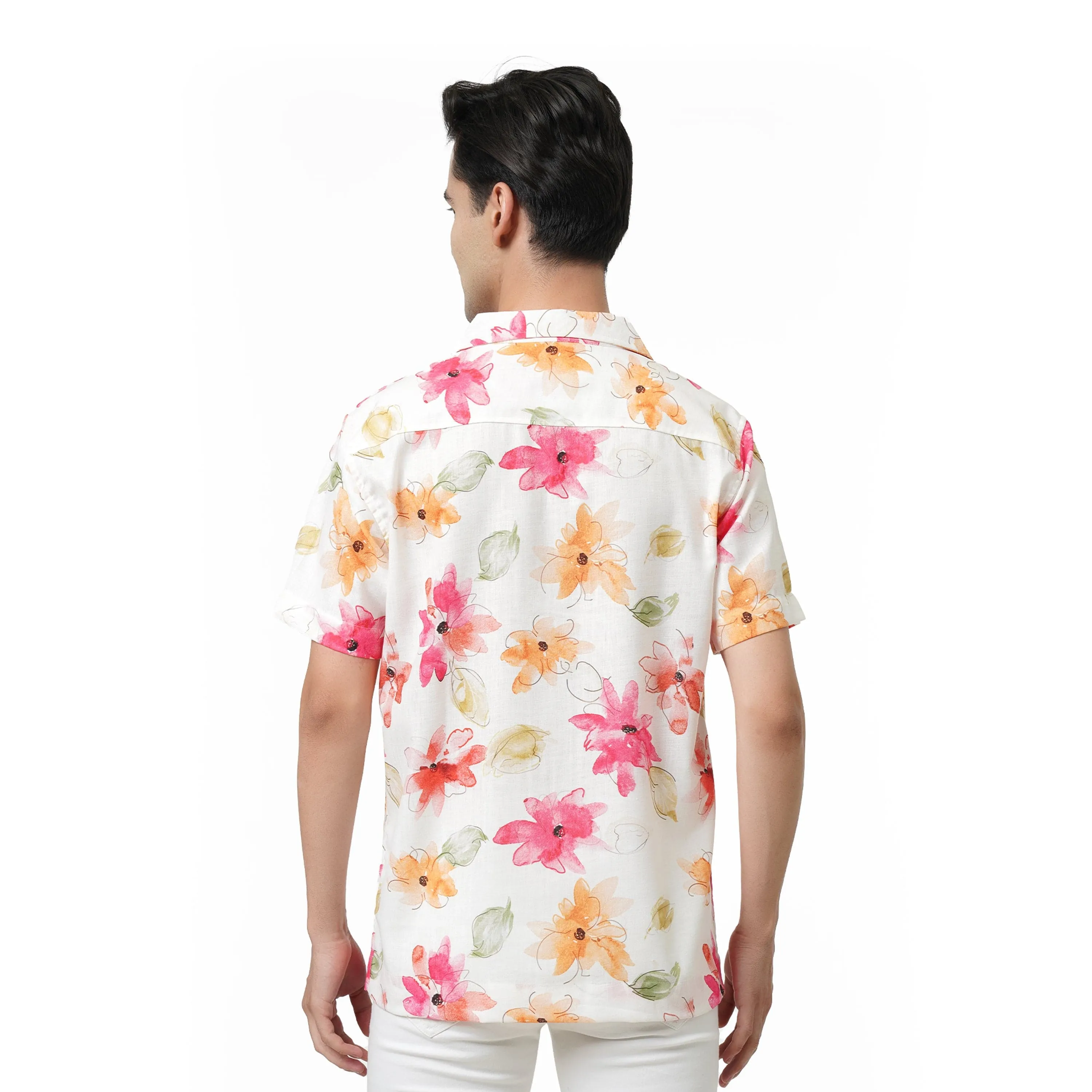 KF S/SLV FLORAL PRINTED POLY SHIRT