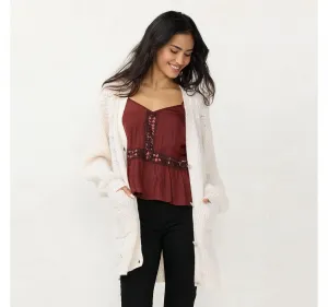 Lc Lauren Conrad Women's Long Cardigan Sweater WL23S037RS