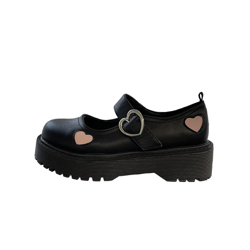 LOLITA LOVE PRINT BLACK LEATHER SHOES UB2756