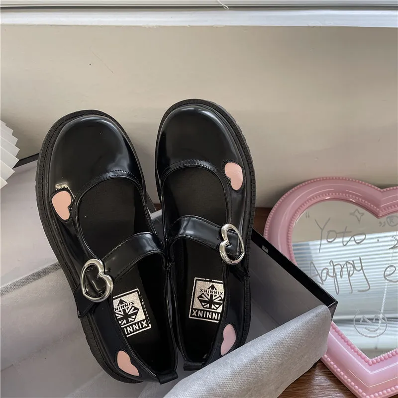 LOLITA LOVE PRINT BLACK LEATHER SHOES UB2756