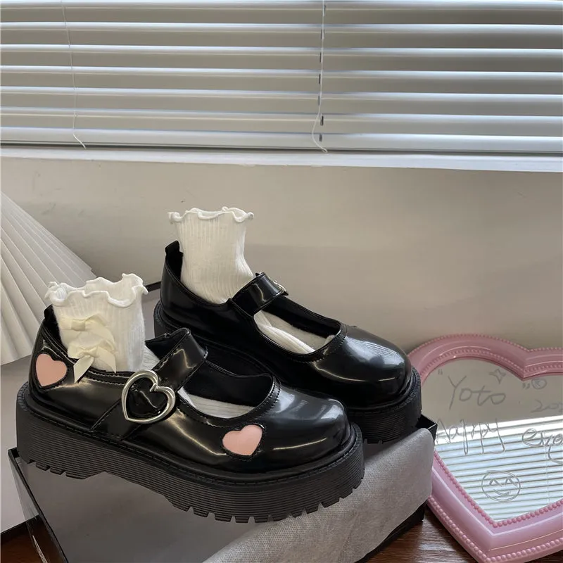 LOLITA LOVE PRINT BLACK LEATHER SHOES UB2756