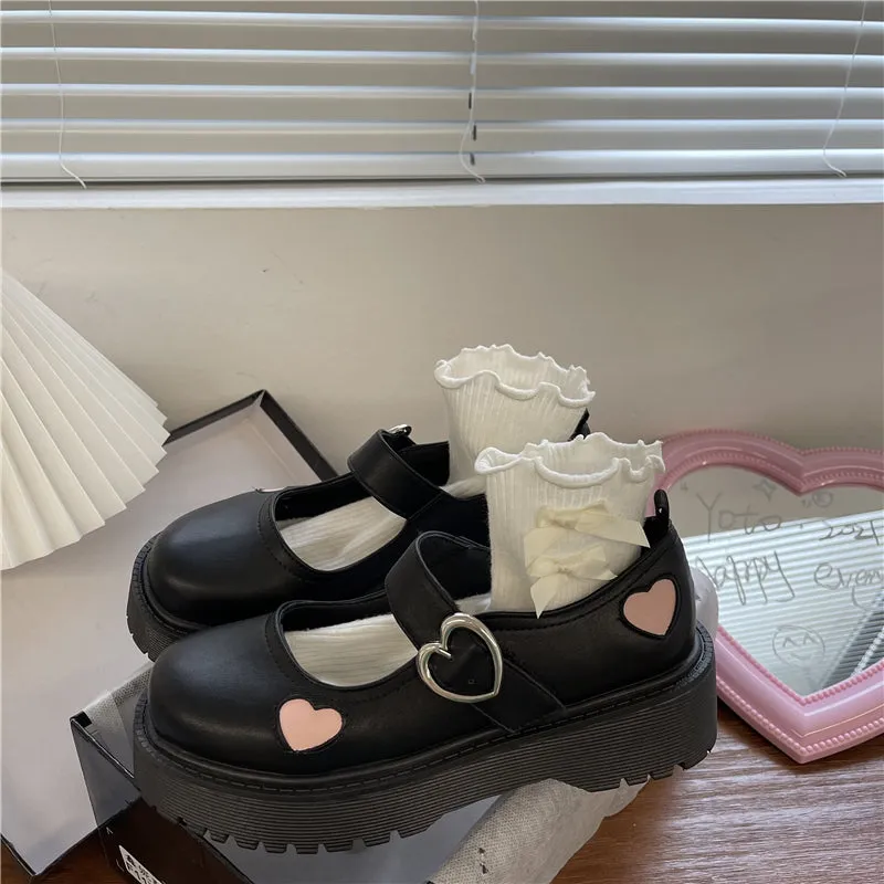 LOLITA LOVE PRINT BLACK LEATHER SHOES UB2756