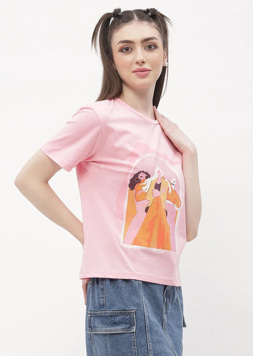 Madame Graphic Print Pink  Regular T-Shirt