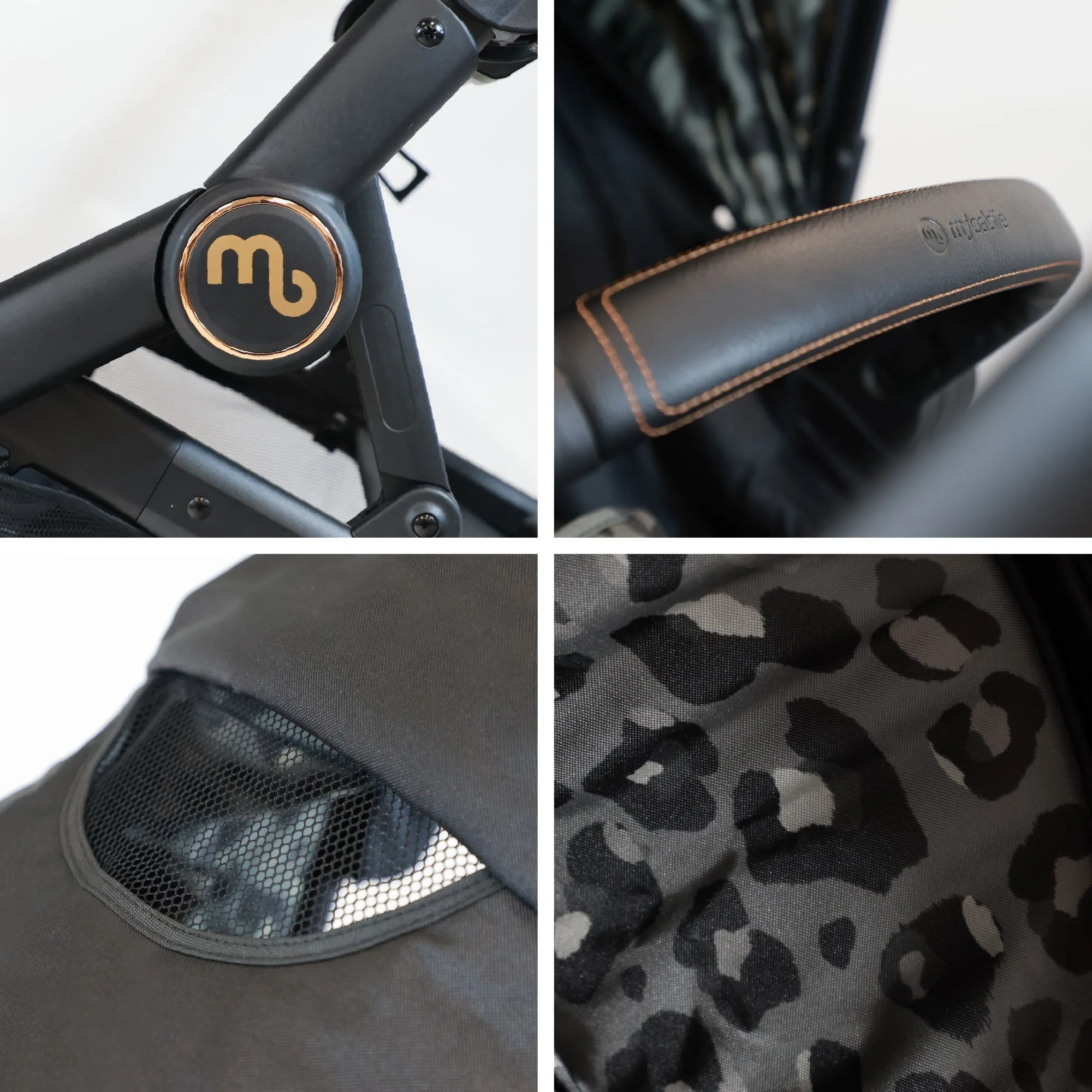 MB33 Tandem Pushchair with 2 Infant Carriers & 2 Bases - Black Leopard