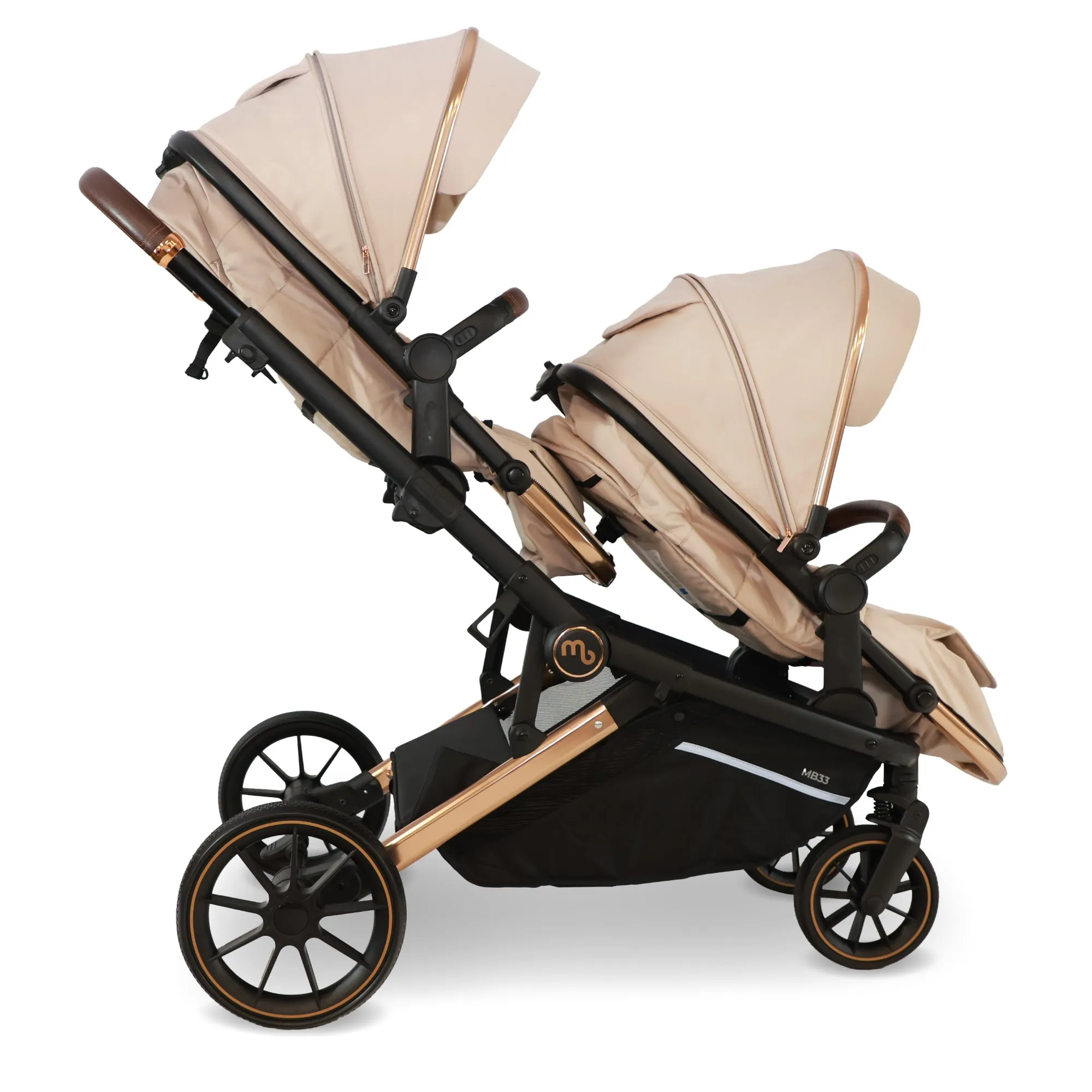 MB33 Tandem Pushchair with 2 Infant Carriers & 2 Bases - Giraffe