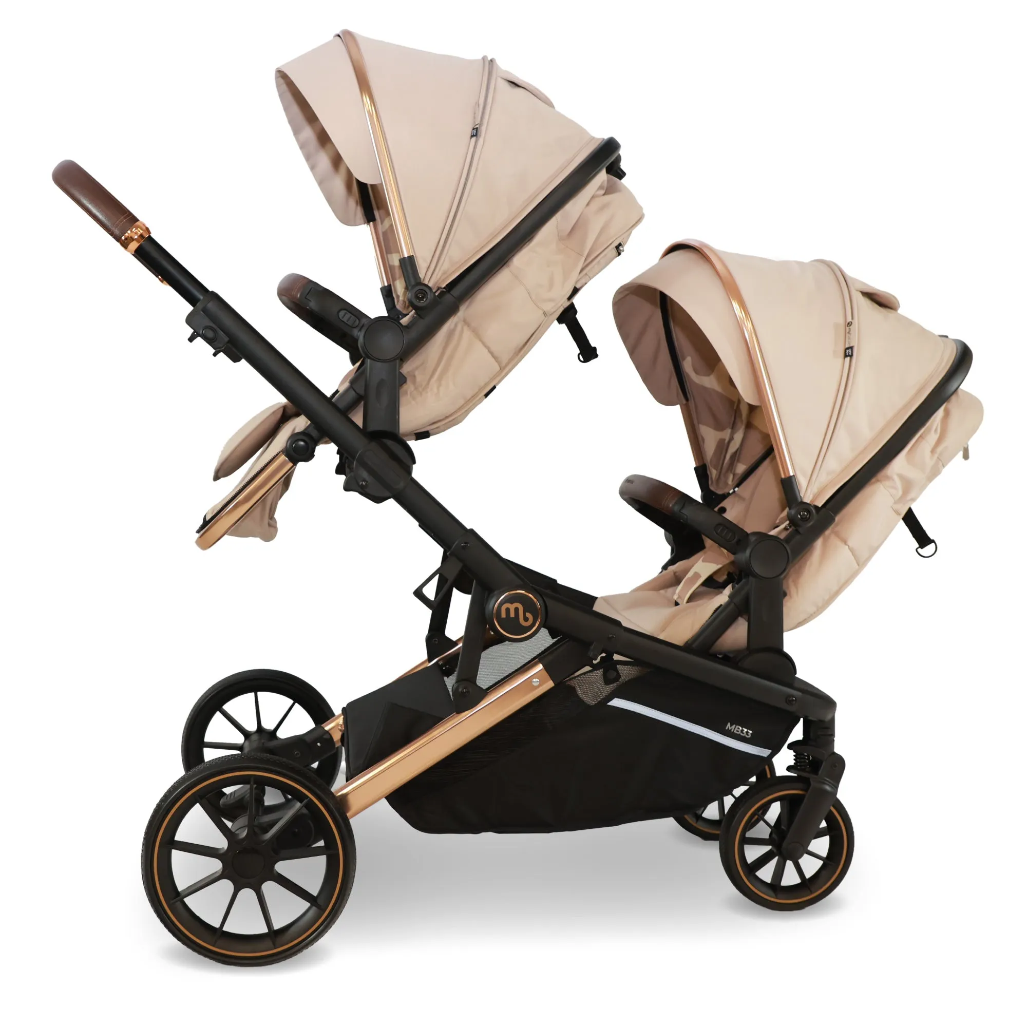 MB33 Tandem Pushchair with 2 Infant Carriers & 2 Bases - Giraffe