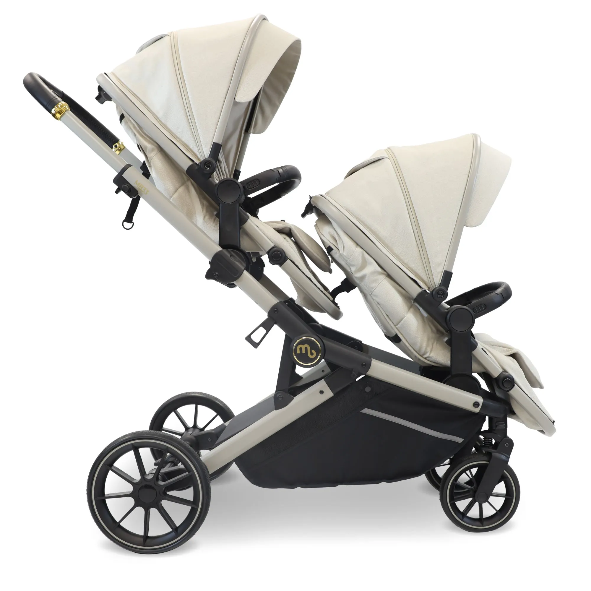 MB33 Tandem Pushchair with 2 Infant Carriers - Ivory