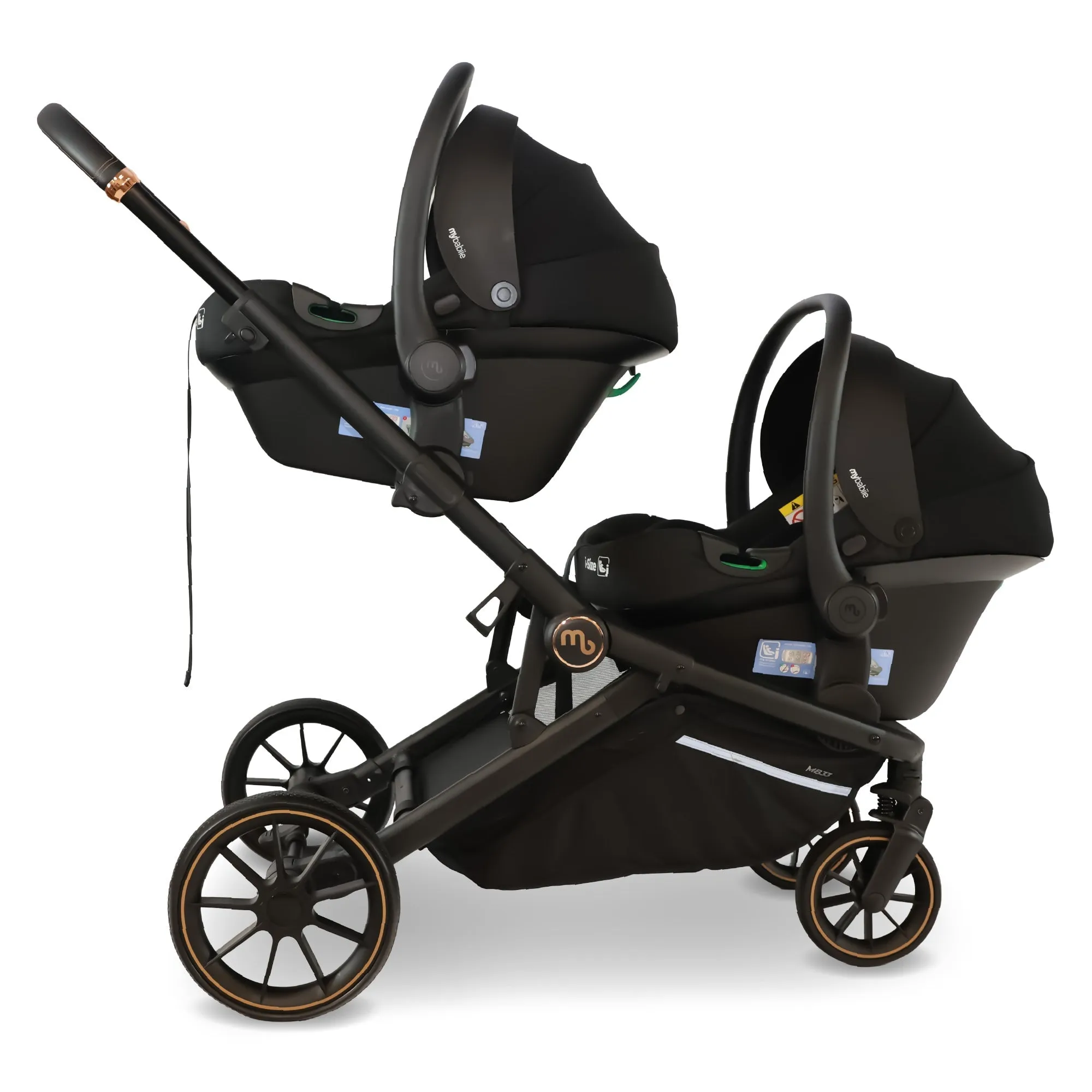 MB33 Tandem Pushchair with Infant Carrier & Base - Black Leopard
