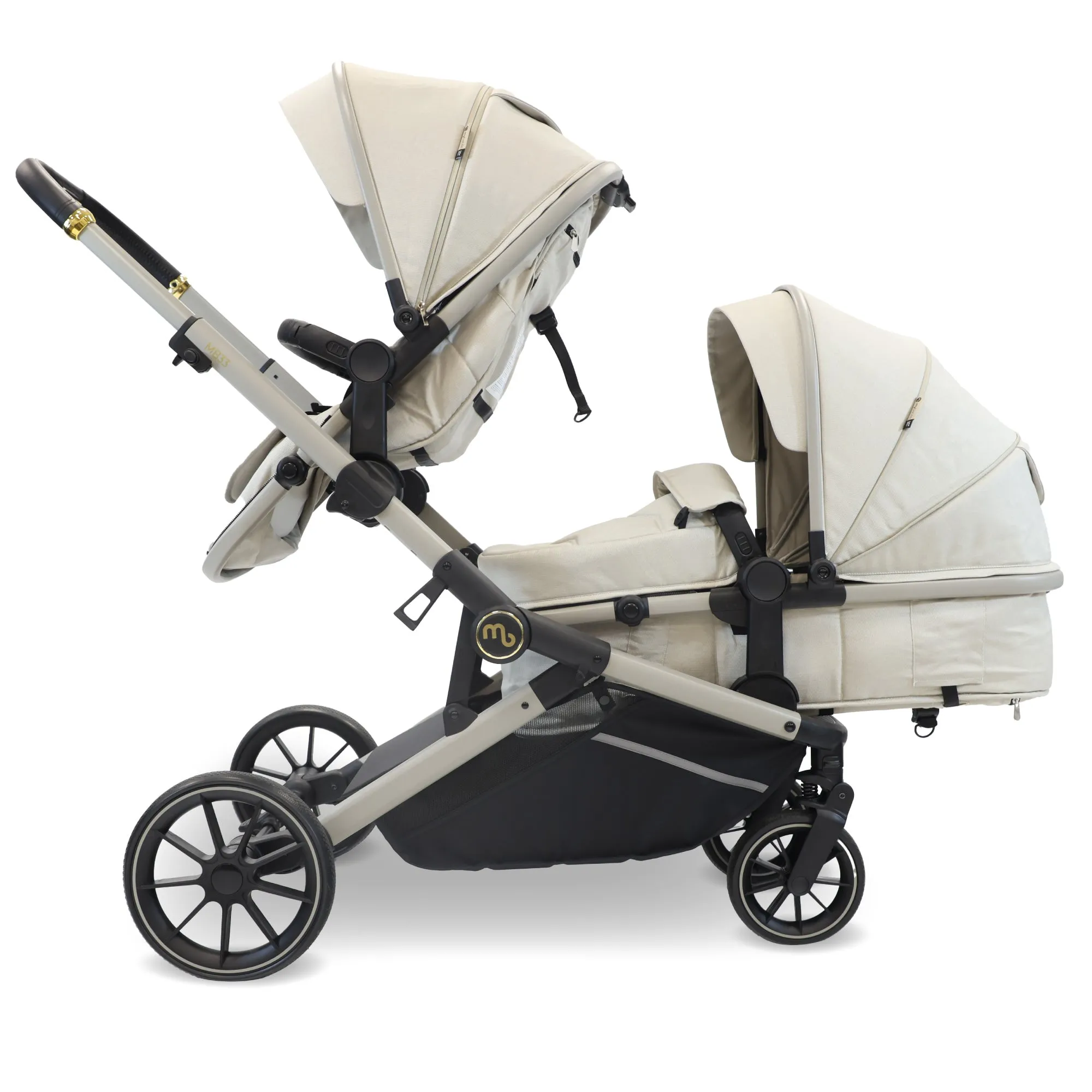 MB33 Tandem Pushchair with Infant Carrier & Base - Ivory
