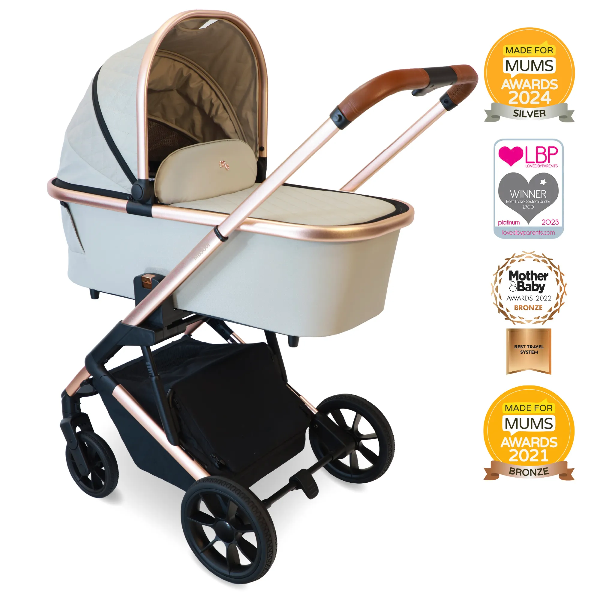 MB500 2-in-1 Pushchair & Carrycot - Rose Gold Stone