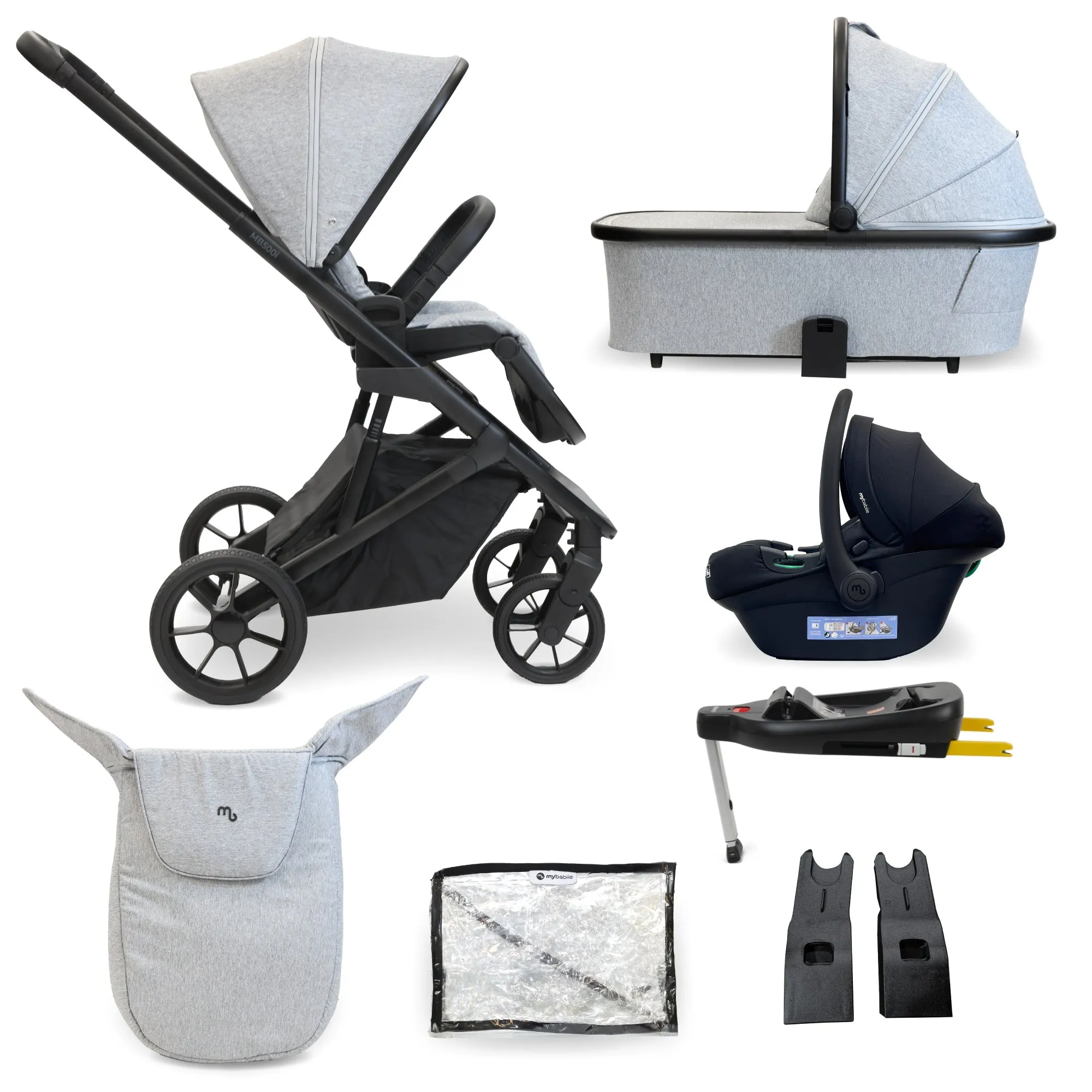 MB500 3-in-1 Travel System with Base - Moon Grey