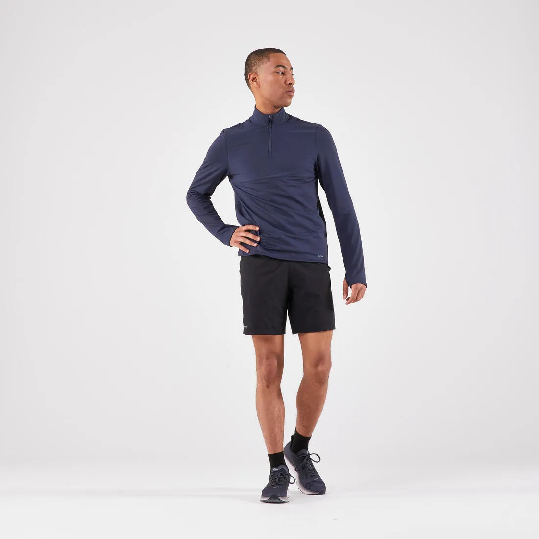 Men's KIPRUN Run 500 Warm Long-sleeved Zip Running T-Shirt
