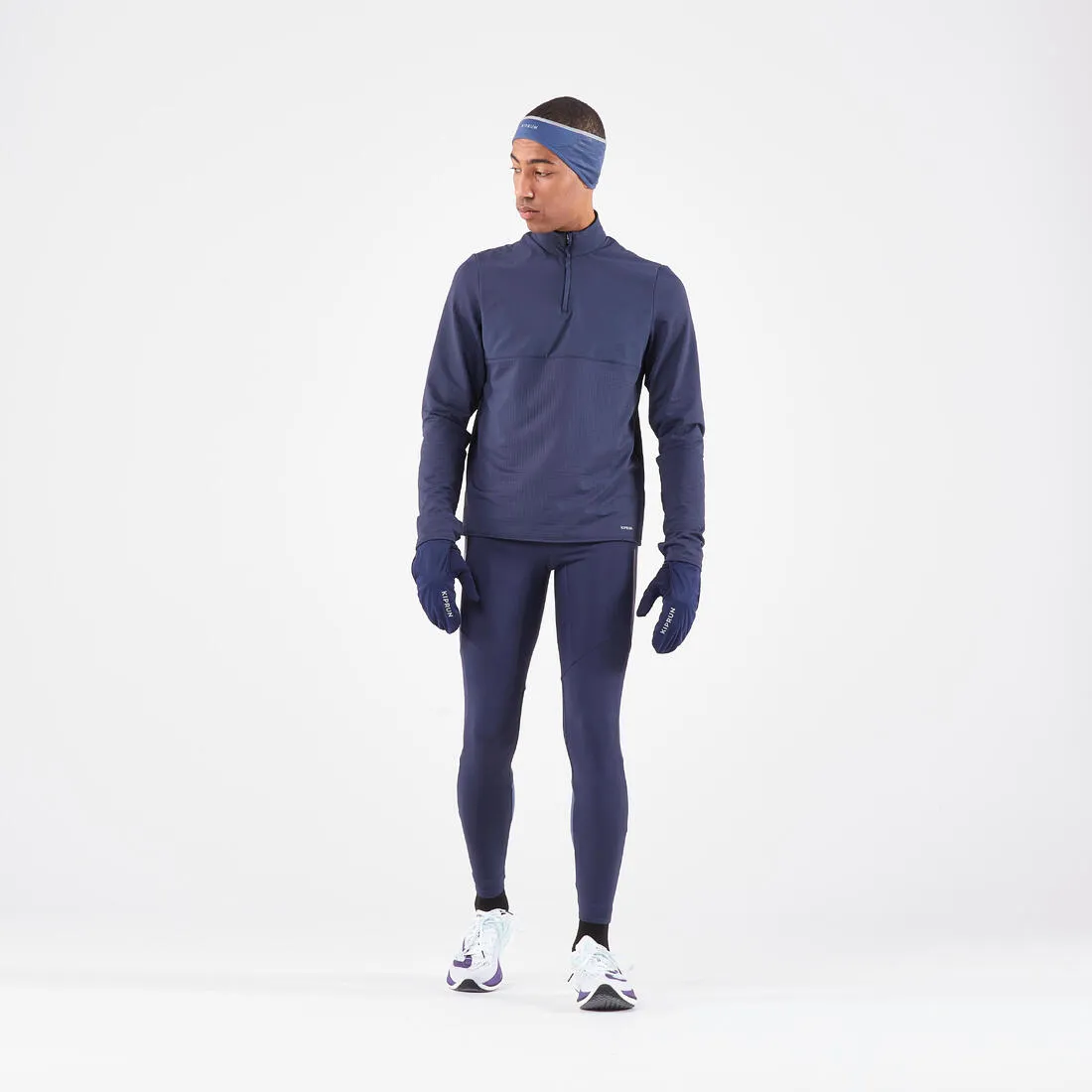 Men's KIPRUN Run 500 Warm Long-sleeved Zip Running T-Shirt