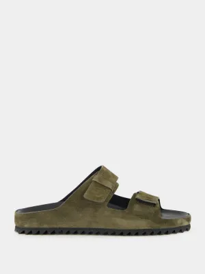 Military Green Agorà 010 Suede Slide Sandals