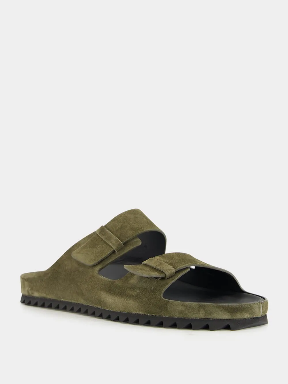 Military Green Agorà 010 Suede Slide Sandals
