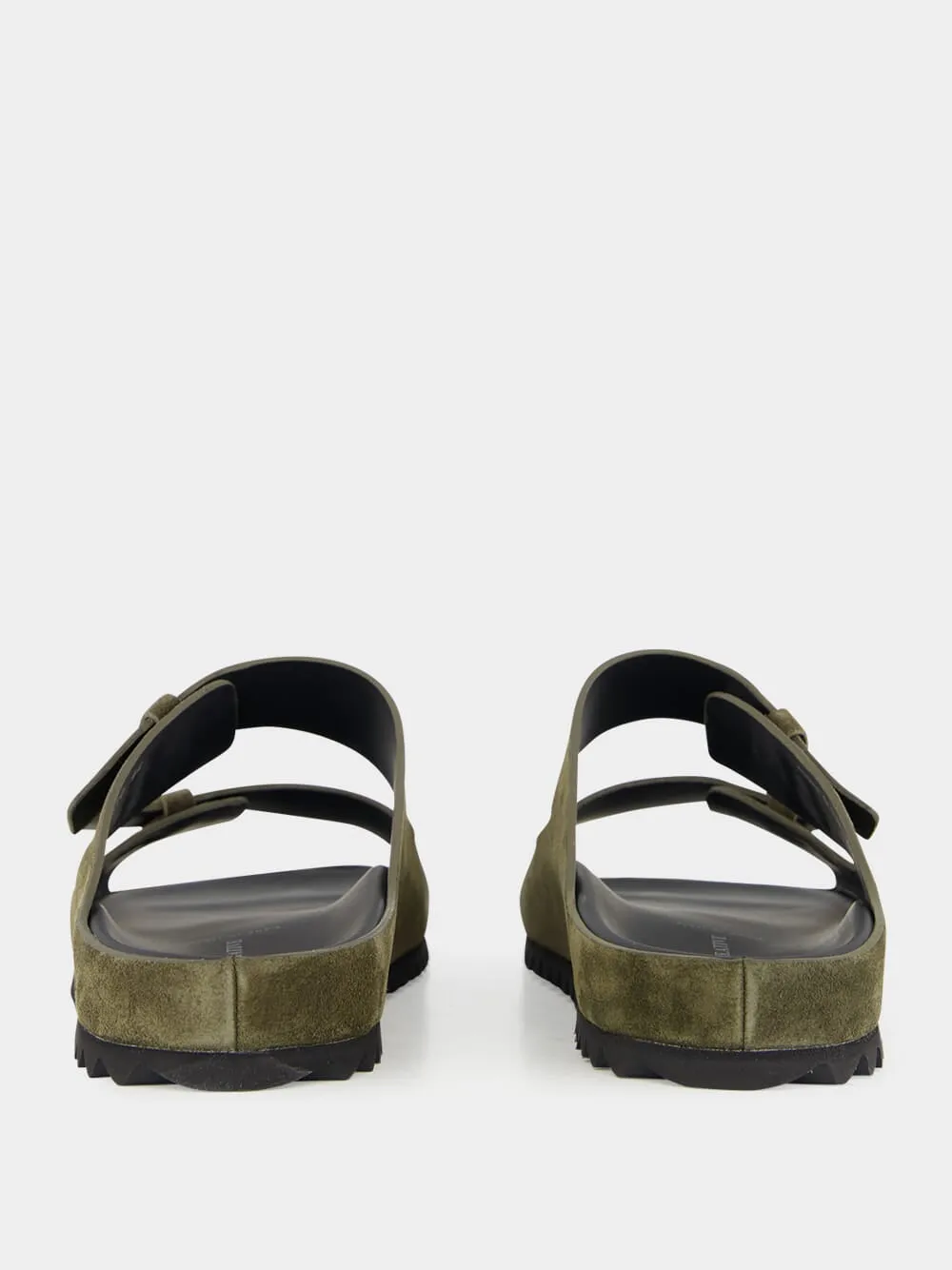 Military Green Agorà 010 Suede Slide Sandals
