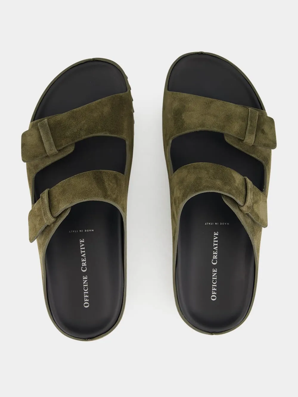 Military Green Agorà 010 Suede Slide Sandals