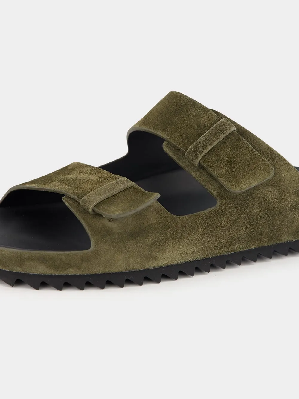 Military Green Agorà 010 Suede Slide Sandals