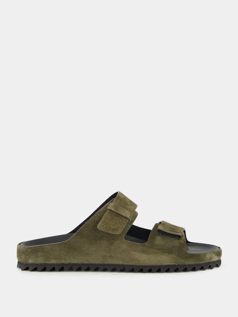 Military Green Agorà 010 Suede Slide Sandals