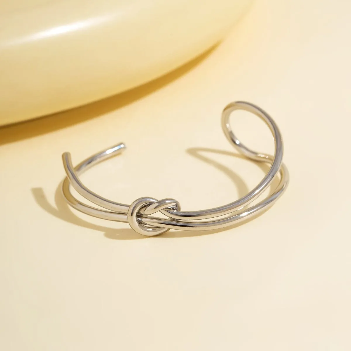 Minimalist Chic Double Row Knotted Bangle Bracelet