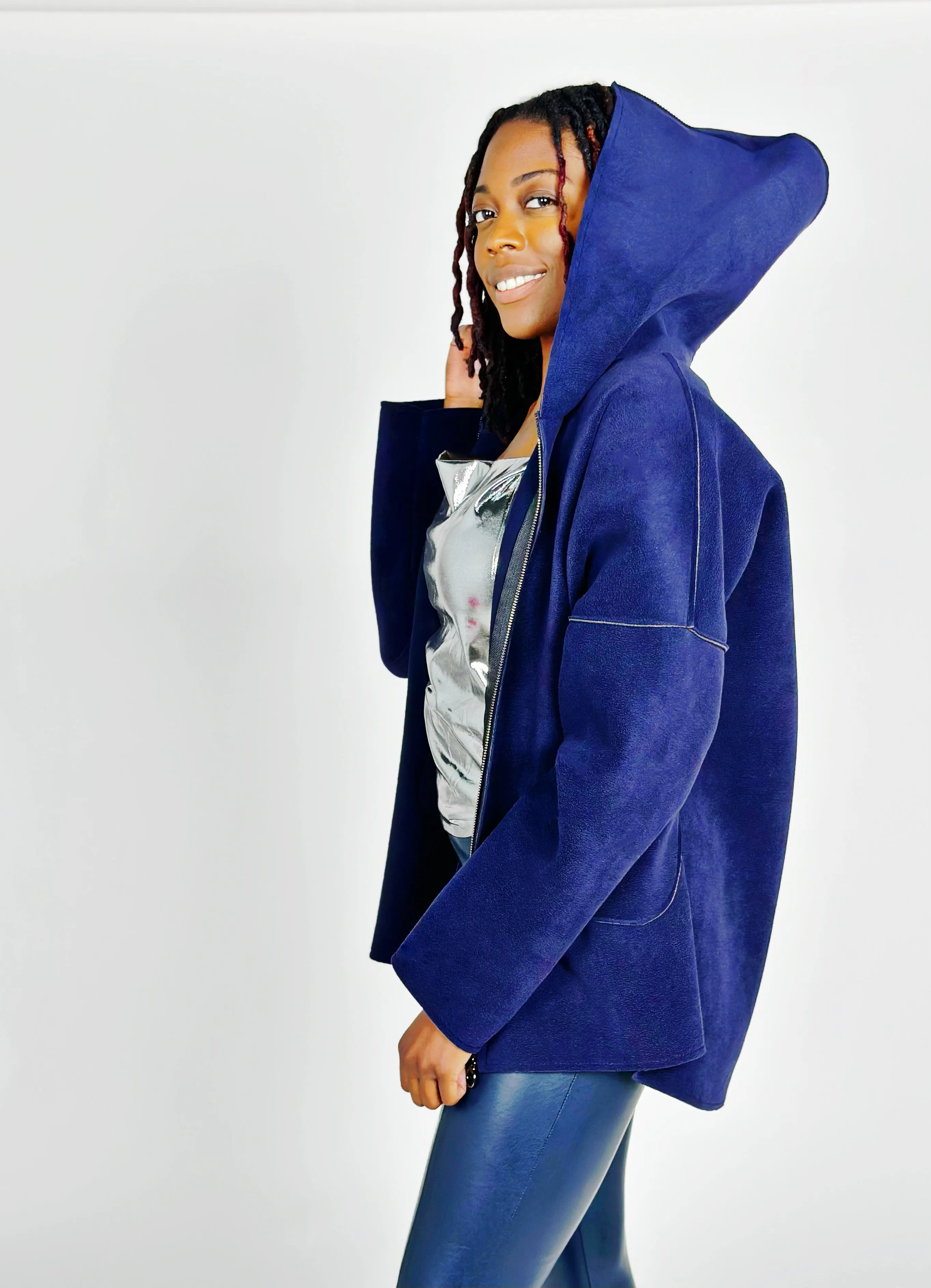 Navy Hooded Coat
