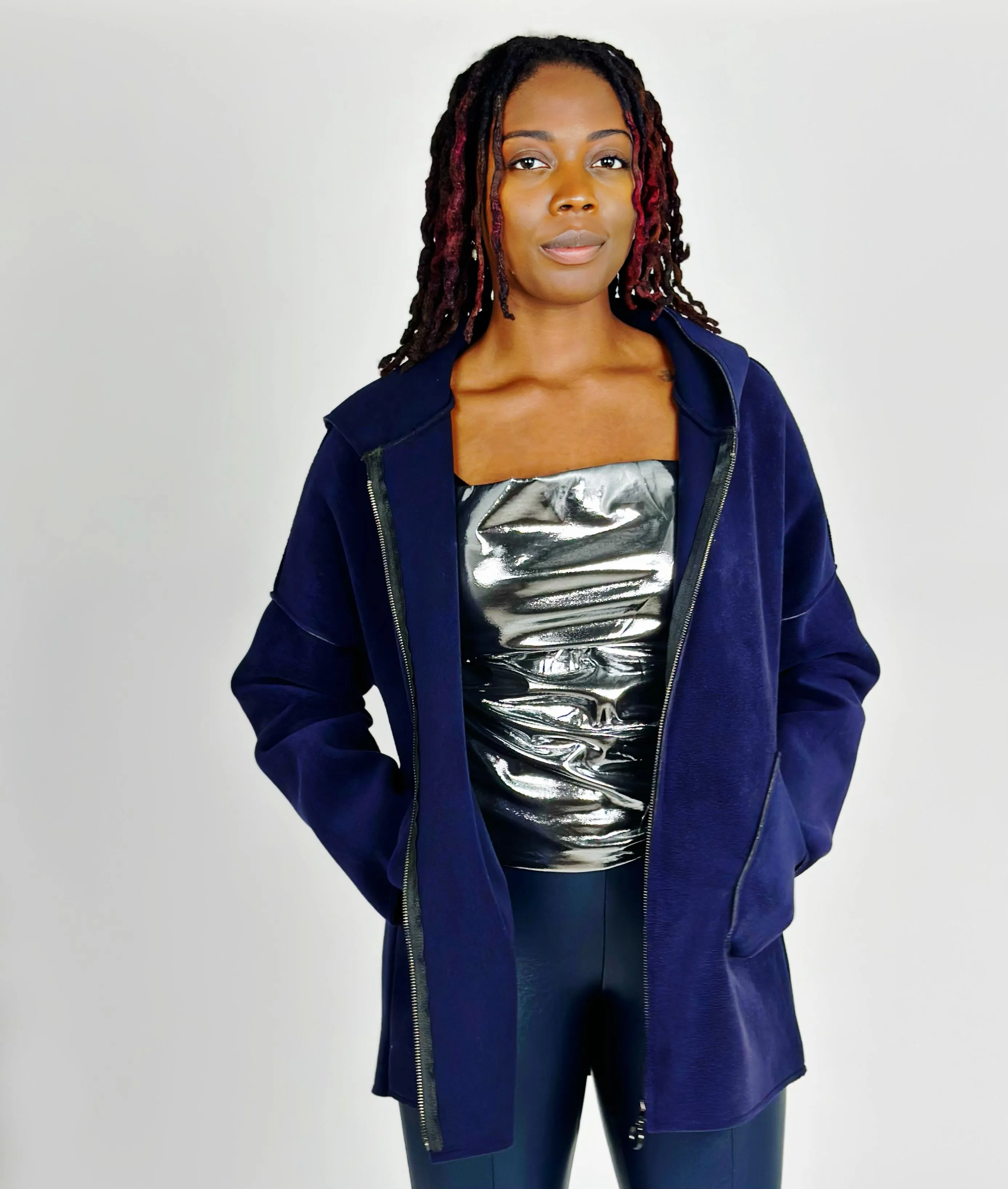 Navy Hooded Coat