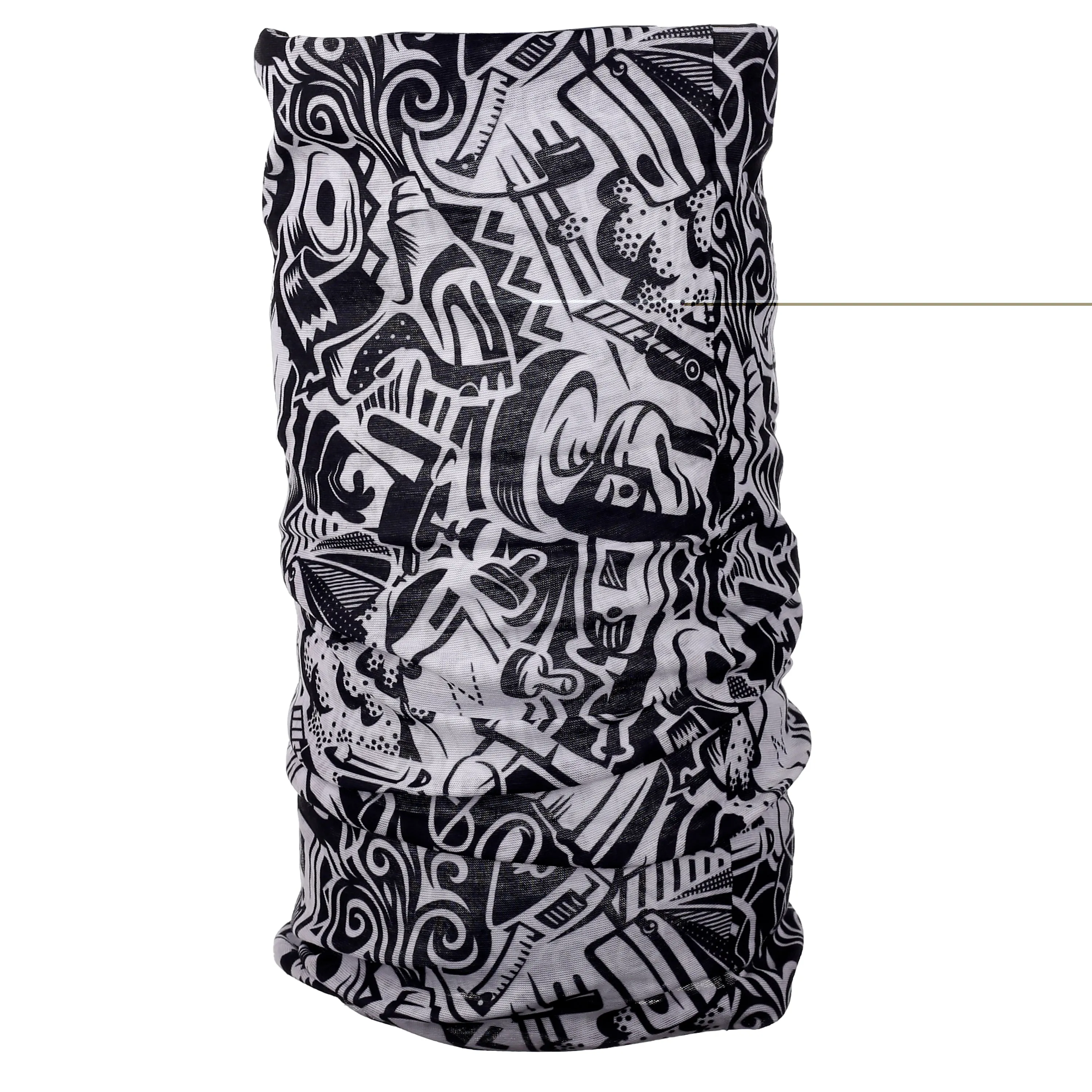 Neck Warmer Tube Scarf - Black & White Graffiti
