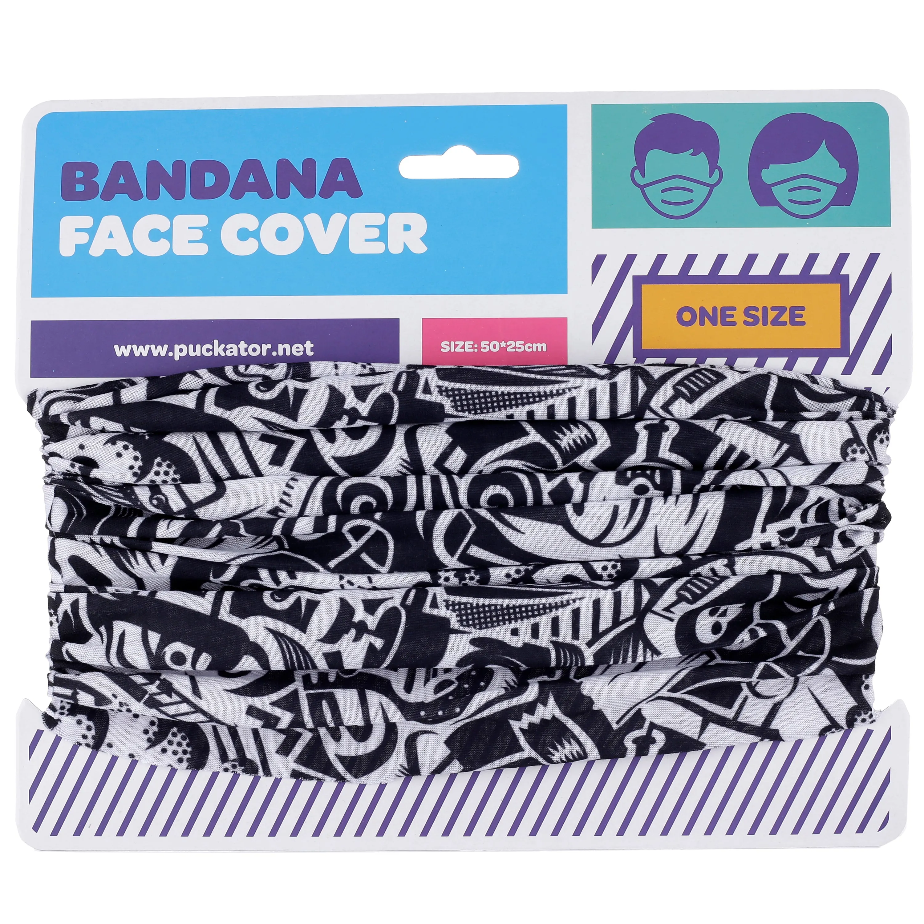 Neck Warmer Tube Scarf - Black & White Graffiti