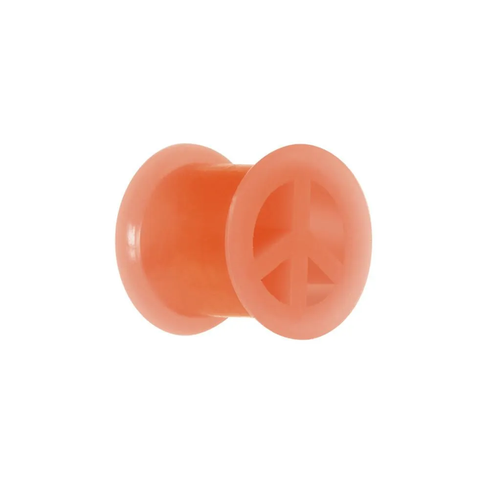 Neon Silicone Peace Sign Tunnel 00 Gauge to 14mm
