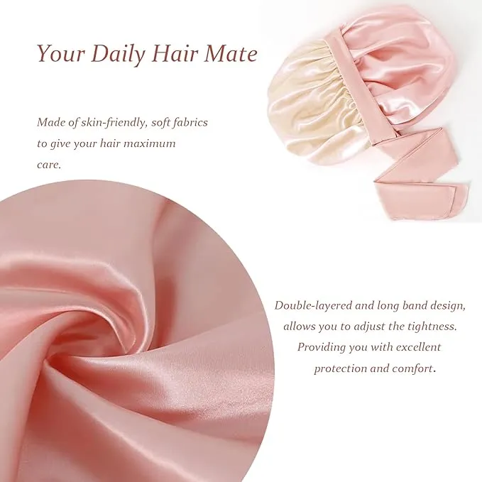 NEW Retails $50 Velanico Hair Bonnet, Silk Satin Hair Bonnet Sleeping Cap for Women, Soft and Comfortable Curly Hair Wrap Bonnet, GOLDEN