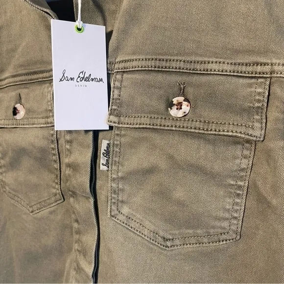 NWT SAM EDELMAN The Aimme Jacket Moss Green Army Denim Jean Jacket Size XS