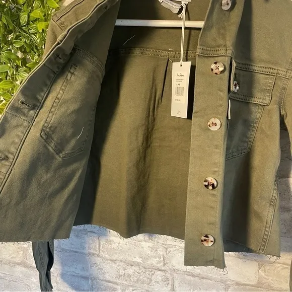 NWT SAM EDELMAN The Aimme Jacket Moss Green Army Denim Jean Jacket Size XS