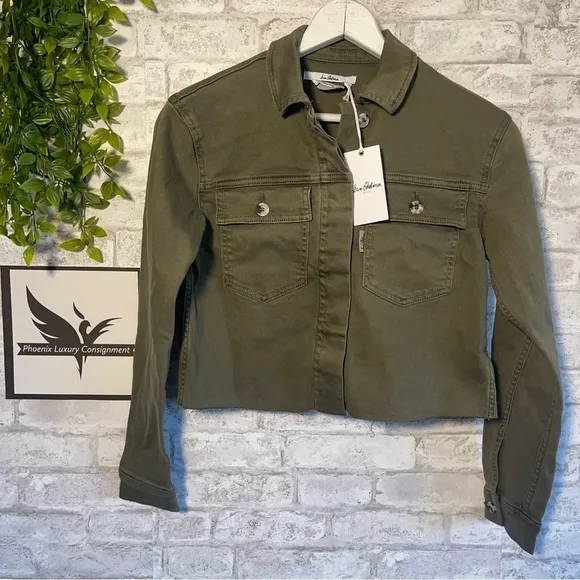 NWT SAM EDELMAN The Aimme Jacket Moss Green Army Denim Jean Jacket Size XS