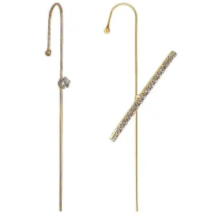 Pack Of 2 Gold Plated Zircon Cross And Stud Ear Cuff