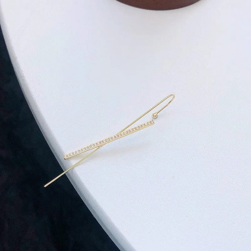 Pack Of 2 Gold Plated Zircon Cross And Stud Ear Cuff