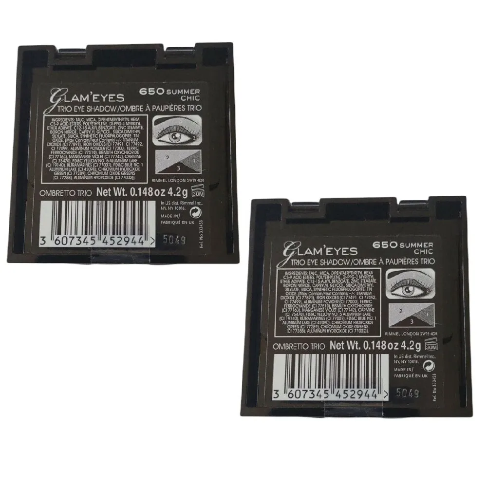 Pack of 2 Rimmel London Glam Eyes Trio Eyeshadow, Summer Chic # 650