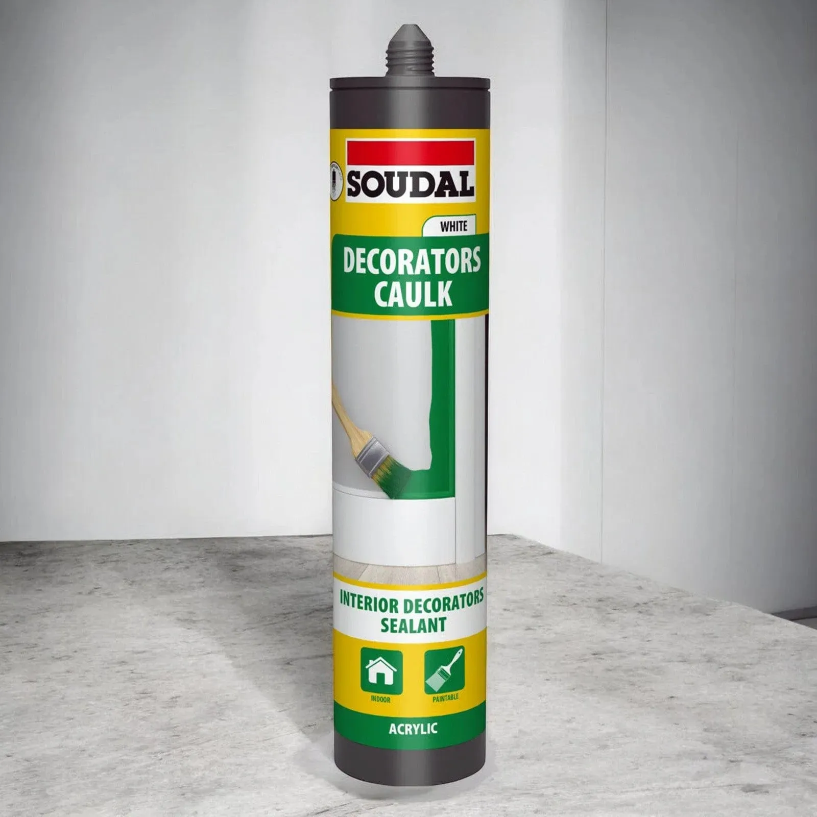 Pack of 6 Soudal Decorators Caulk White Acrylic Flexible Sealant - 290ml