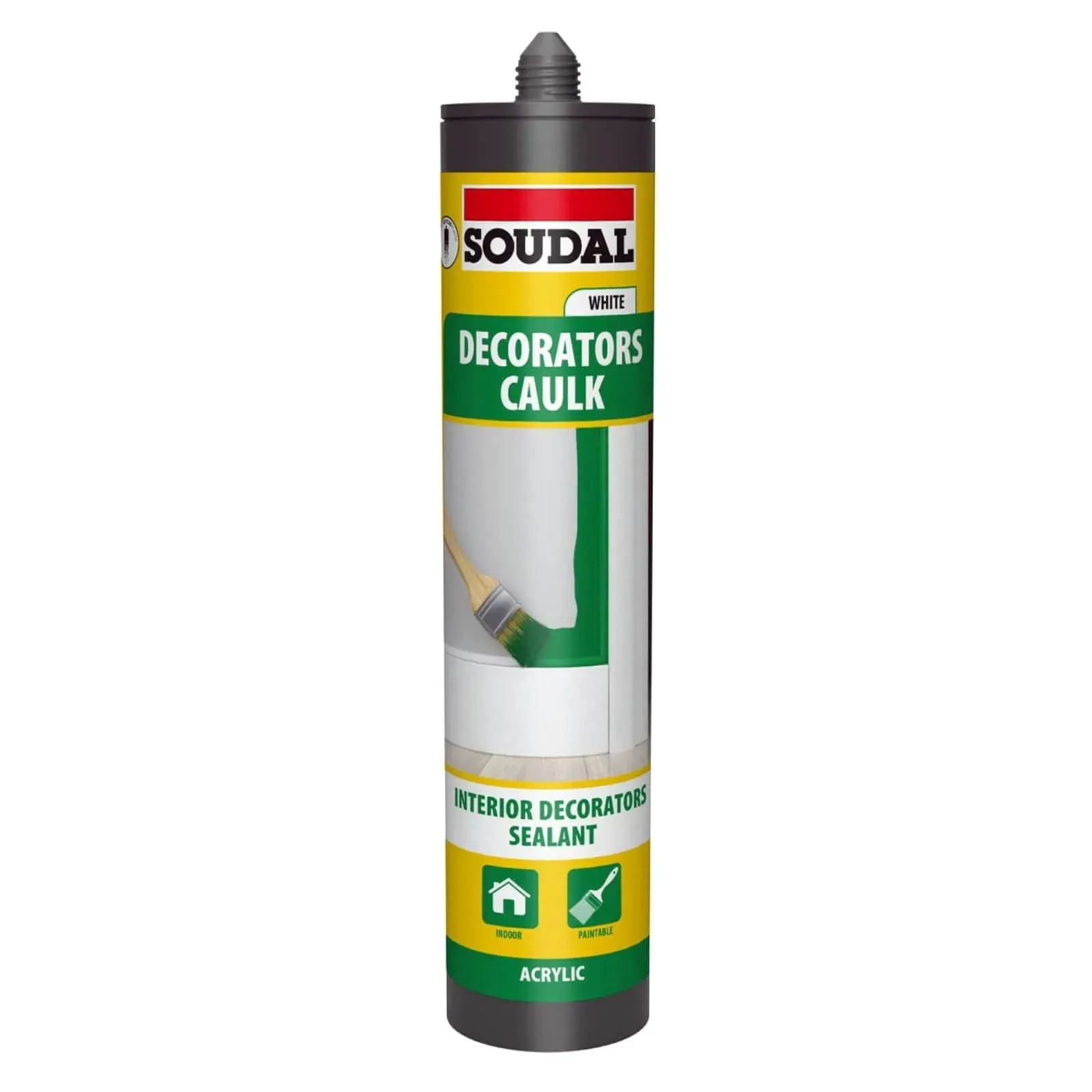 Pack of 6 Soudal Decorators Caulk White Acrylic Flexible Sealant - 290ml